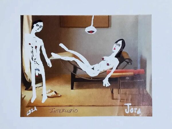 Obra de hombre y mujer desnudos.