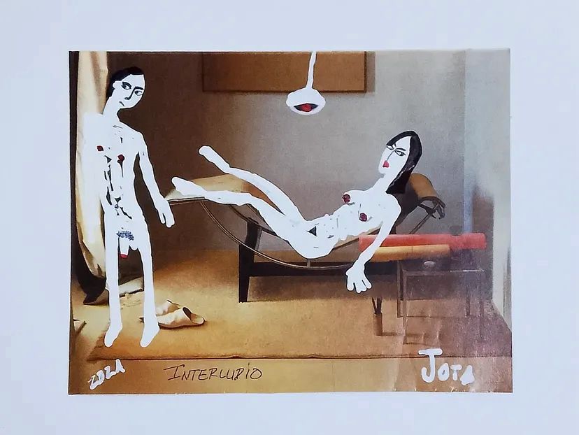 Obra de hombre y mujer desnudos.